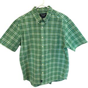 Abercrombie & Fitch Mens Green Plaid SS Button-Up Shirt L Y2K